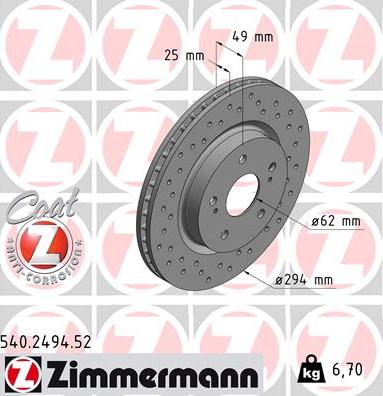 Zimmermann 540.2494.52 - Bremžu diski autodraugiem.lv