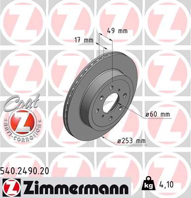 Zimmermann 540.2490.20 - Bremžu diski autodraugiem.lv