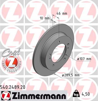 Zimmermann 540.2489.20 - Bremžu diski autodraugiem.lv