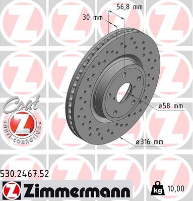 Zimmermann 530.2467.52 - Bremžu diski autodraugiem.lv