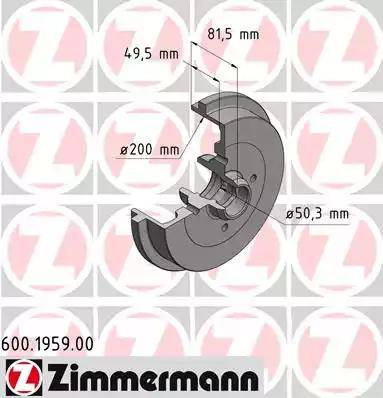 Zimmermann 600.1959.00 - Bremžu trumulis autodraugiem.lv