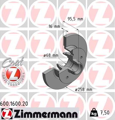 Zimmermann 600.1600.20 - Bremžu diski autodraugiem.lv