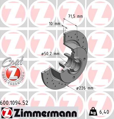 Zimmermann 600.1094.52 - Bremžu diski autodraugiem.lv