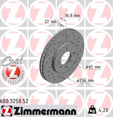 Zimmermann 600.3250.52 - Bremžu diski autodraugiem.lv