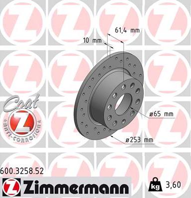 Zimmermann 600.3258.52 - Bremžu diski autodraugiem.lv