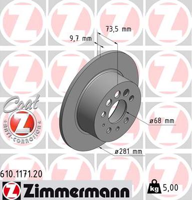Zimmermann 610.1171.20 - Bremžu diski autodraugiem.lv