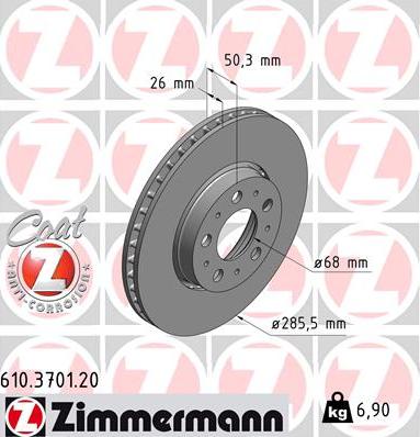 Zimmermann 610.3701.20 - Bremžu diski autodraugiem.lv