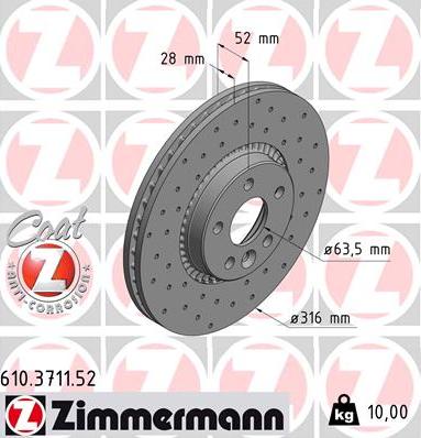 Zimmermann 610.3711.52 - Bremžu diski autodraugiem.lv