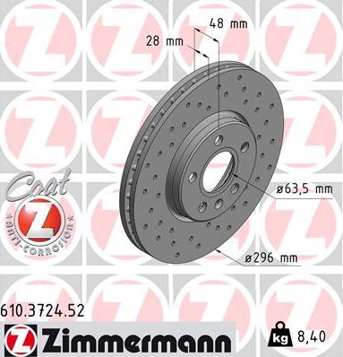 Zimmermann 610.3724.52 - Bremžu diski autodraugiem.lv