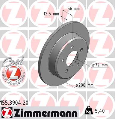 Zimmermann 155.3904.20 - Bremžu diski autodraugiem.lv