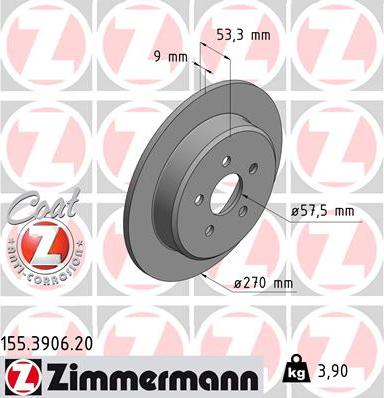 Zimmermann 155.3906.20 - Bremžu diski autodraugiem.lv