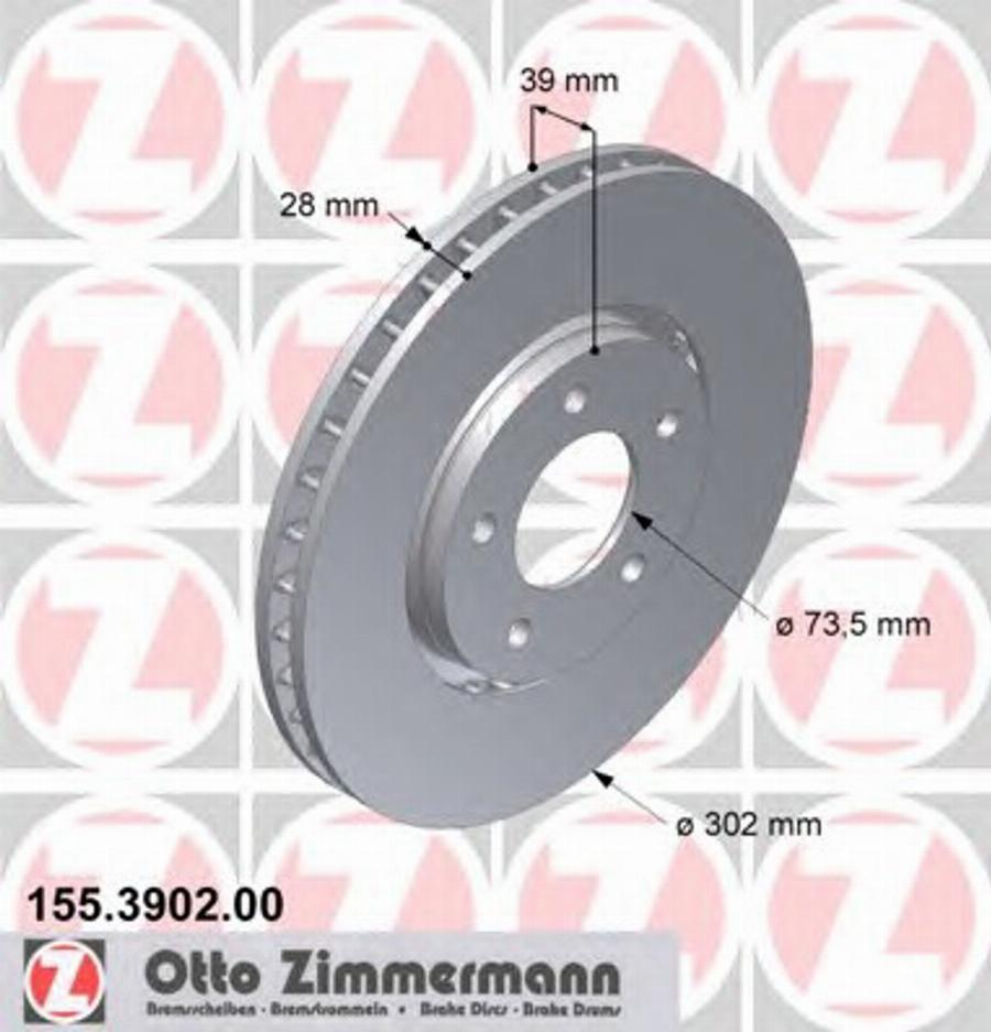 Zimmermann 155.3902.00 - Bremžu diski autodraugiem.lv