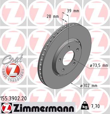 Zimmermann 155.3902.20 - Bremžu diski autodraugiem.lv