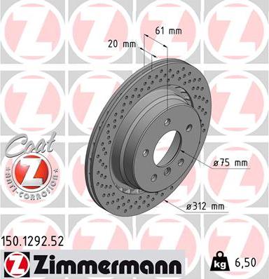 Zimmermann 150.1292.52 - Bremžu diski autodraugiem.lv