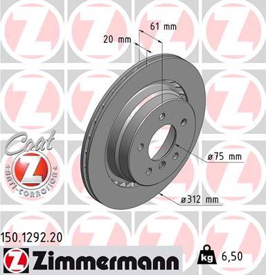 Zimmermann 150.1292.20 - Bremžu diski autodraugiem.lv