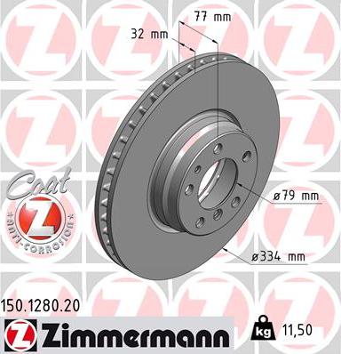 Zimmermann 150.1280.20 - Bremžu diski autodraugiem.lv