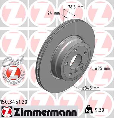 Zimmermann 150.3451.20 - Bremžu diski autodraugiem.lv