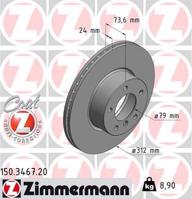 Zimmermann 150.3467.20 - Bremžu diski autodraugiem.lv