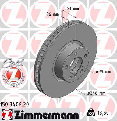 Zimmermann 150.3406.20 - Bremžu diski autodraugiem.lv