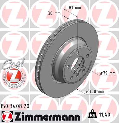 Zimmermann 150.3408.20 - Bremžu diski autodraugiem.lv