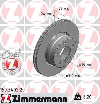 Zimmermann 150.3402.20 - Bremžu diski autodraugiem.lv