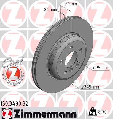 Zimmermann 150.3480.32 - Bremžu diski autodraugiem.lv