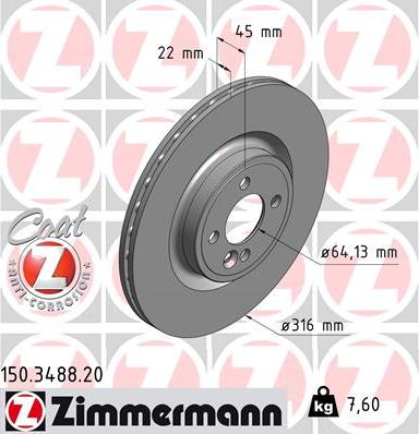 Zimmermann 150.3488.20 - Bremžu diski autodraugiem.lv