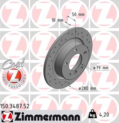Zimmermann 150.3487.52 - Bremžu diski autodraugiem.lv