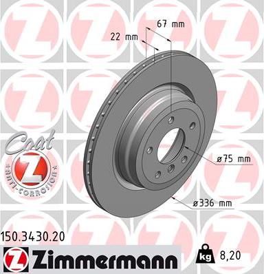 Zimmermann 150.3430.20 - Bremžu diski autodraugiem.lv