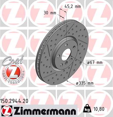 Zimmermann 150.2944.20 - Bremžu diski autodraugiem.lv