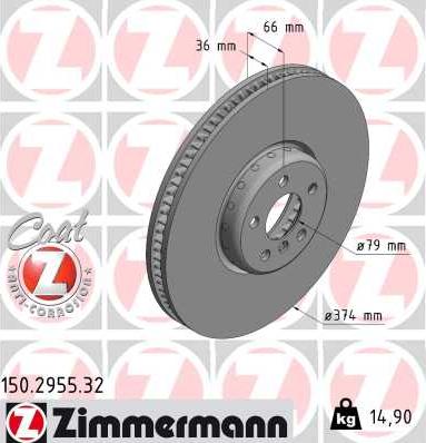 Zimmermann 150.2955.32 - Bremžu diski autodraugiem.lv