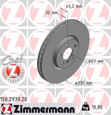 Zimmermann 150.2939.20 - Bremžu diski autodraugiem.lv