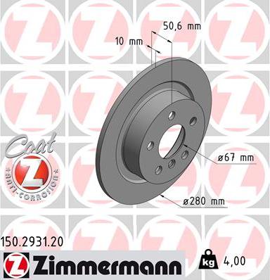Zimmermann 150.2931.20 - Bremžu diski autodraugiem.lv