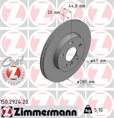 Zimmermann 150.2924.20 - Bremžu diski autodraugiem.lv
