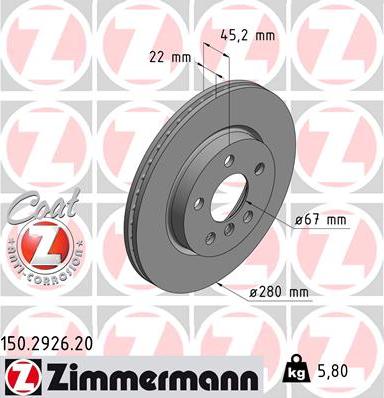 Zimmermann 150.2926.20 - Bremžu diski autodraugiem.lv