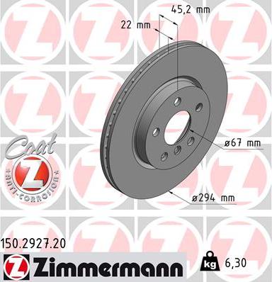 Zimmermann 150.2927.20 - Bremžu diski autodraugiem.lv