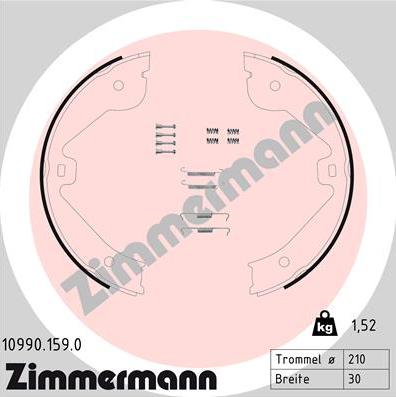 Zimmermann 10990.159.0 - Bremžu loku kompl., Stāvbremze autodraugiem.lv