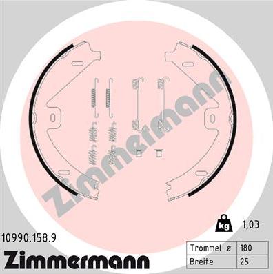 Zimmermann 10990.158.9 - Bremžu loku kompl., Stāvbremze autodraugiem.lv