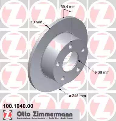 Zimmermann 100.1040.00 - Тормозной диск autodraugiem.lv