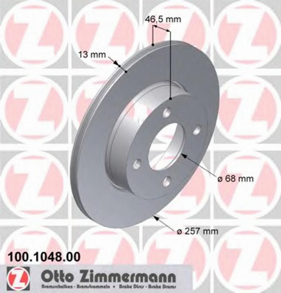 Zimmermann 100 1048 00 - Bremžu diski autodraugiem.lv