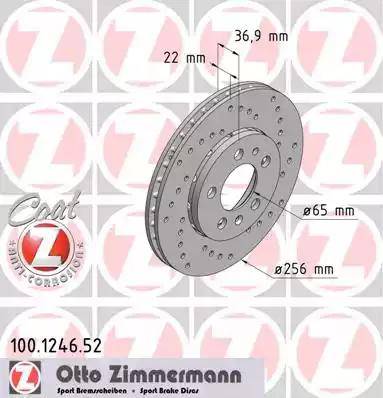 Zimmermann 100.1246.52 - Bremžu diski autodraugiem.lv