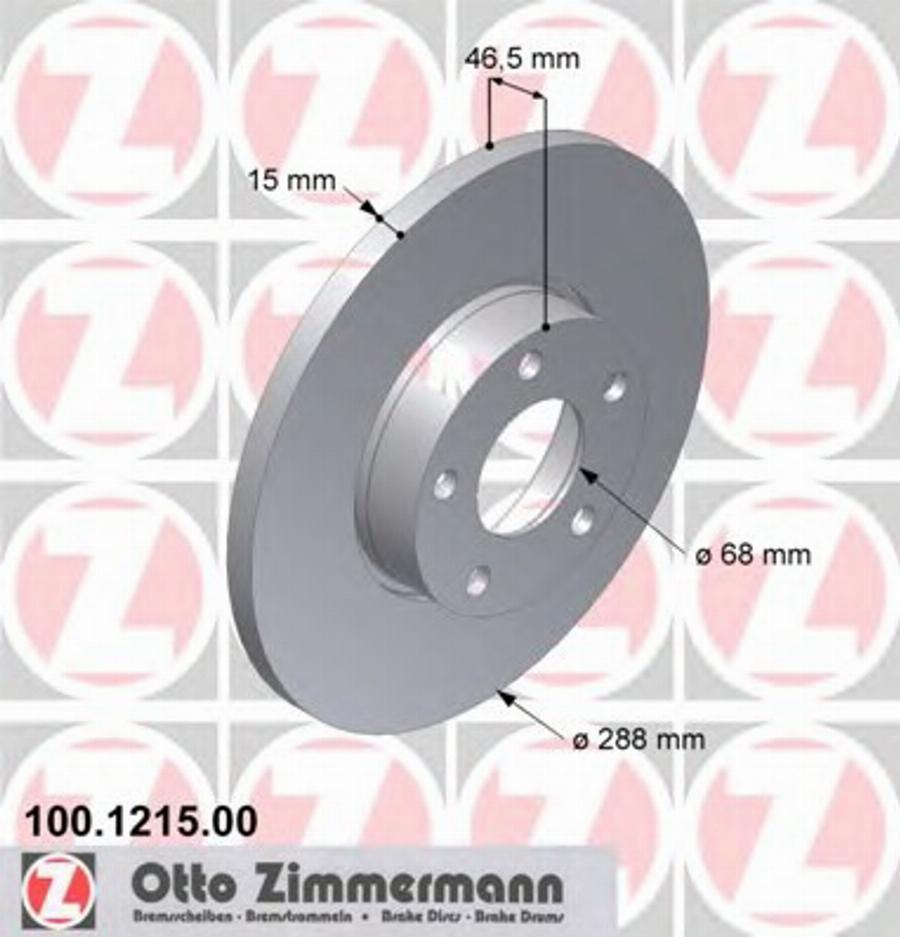 Zimmermann 100 1215 00 - Bremžu diski autodraugiem.lv