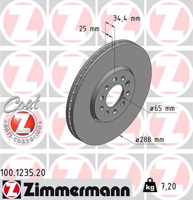 Zimmermann 100.1235.20 - Bremžu diski autodraugiem.lv
