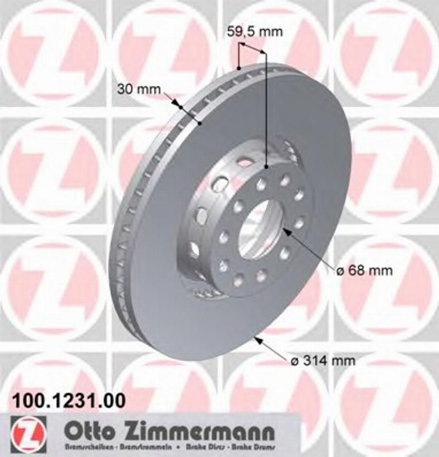 Zimmermann 100 1231 00 - Bremžu diski autodraugiem.lv