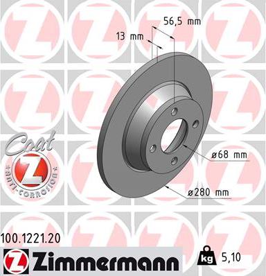 Zimmermann 100.1221.20 - Bremžu diski autodraugiem.lv