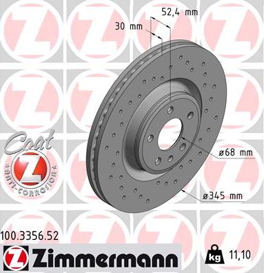 Zimmermann 100.3356.52 - Bremžu diski autodraugiem.lv