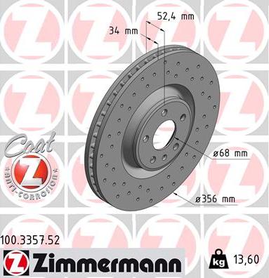 Zimmermann 100.3357.52 - Bremžu diski autodraugiem.lv