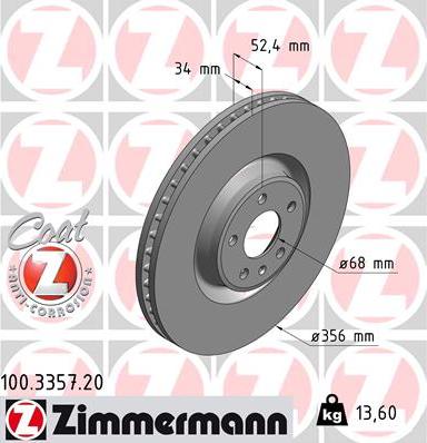 Zimmermann 100.3357.20 - Bremžu diski autodraugiem.lv