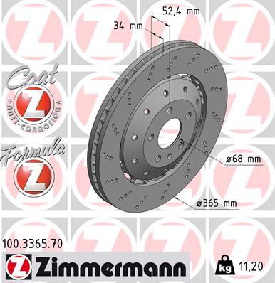 Zimmermann 100.3365.70 - Bremžu diski autodraugiem.lv