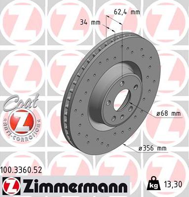 Zimmermann 100.3360.52 - Bremžu diski autodraugiem.lv